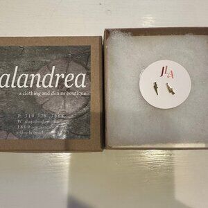 JLA Gold Lightning Bolt Stud Earrings – Dainty, Minimalist, Authentic Designer